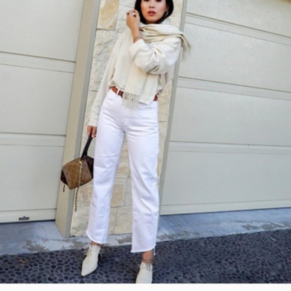 Sandro White Theater Frayed high-rise Step-hem Jeans bnwot - Picture 3 of 10